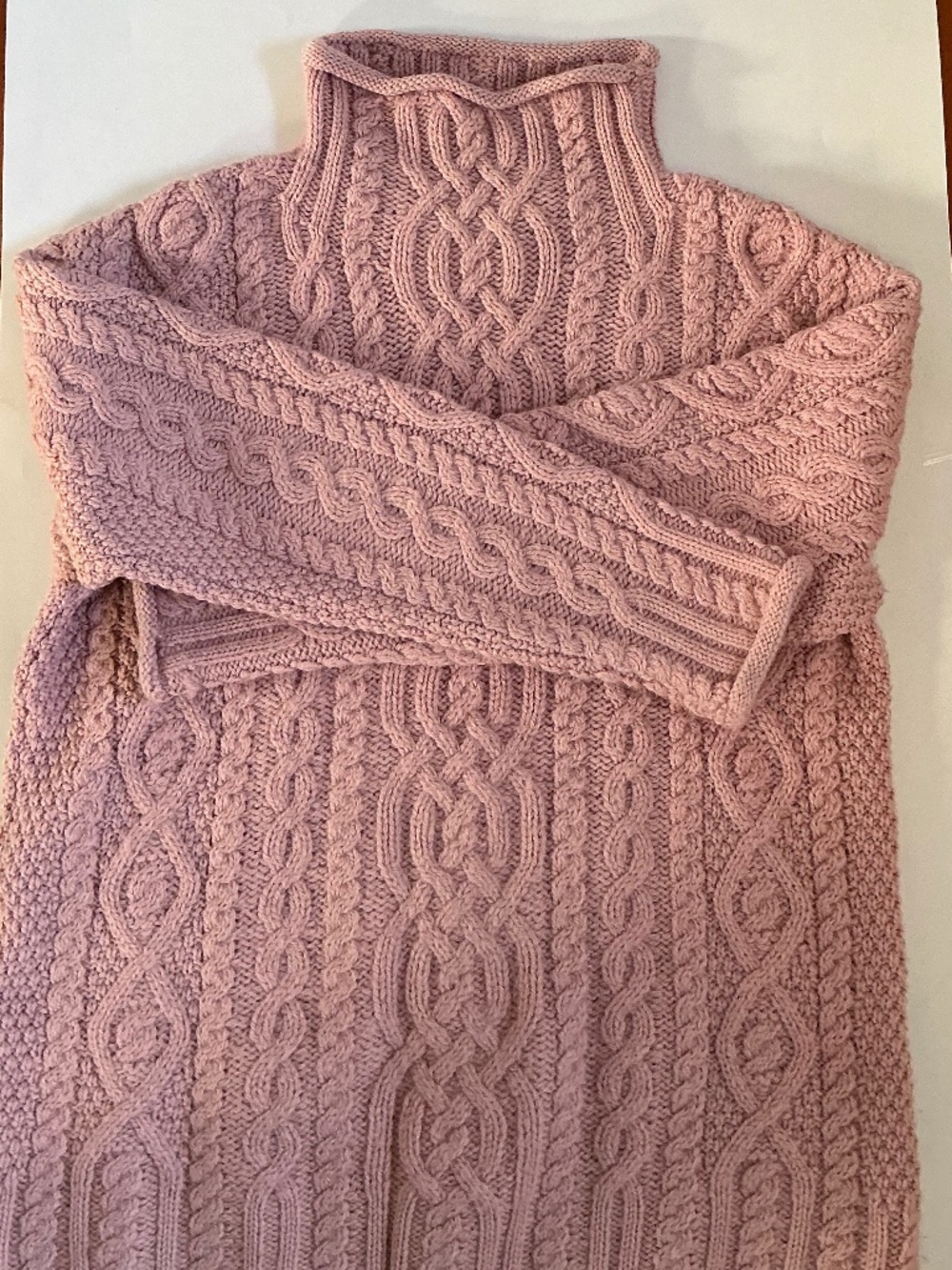 Aran Crafts Ireland Sweater Pink Soft Merino Wool Cable Knit EUC Womens Medium - Picture 11 of 13